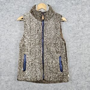 Simply Southern‎ Women's Size S Sherpa Full Zip Vest Mottled Brown Faux Fur